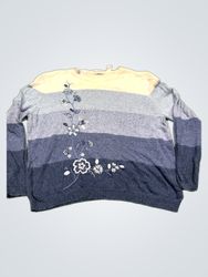 Alfred Dunner Striped Floral Sweater