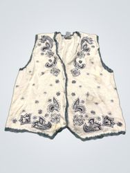 KORET PETITES White Paisley Embroidered Vest