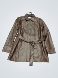 Johnny Ireland Brown Leather Belted Trench Coat