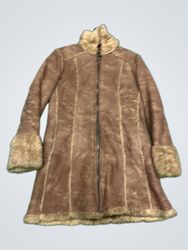 ROSSODISERA Brown Faux Fur Lined Jacket