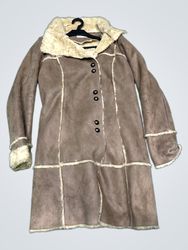 Promod Faux Suede Shearling Coat
