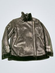 Black Faux Shearling Aviator Jacket