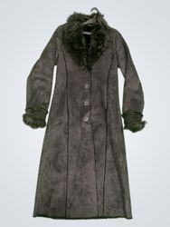 Black Faux Fur Trimmed Long Coat