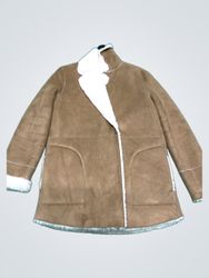 Brown Suede Jacket with White Fur Trim