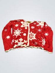 EVE TYLER Red Snowflake Knit Sweater