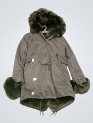 Moomookong Black Fur Hooded Parka Jacket