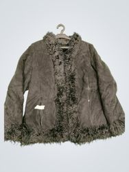 Black faux fur trimmed jacket