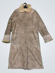 Brown Suede Coat with Fur Collar