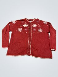 Croft & Barrow Women's Snowflake Zip-Up Cardigan