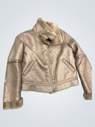 Bershka Faux Leather Fur Lined Aviator Jacket