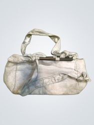 Light Blue Textured Handbag with Knotted Straps