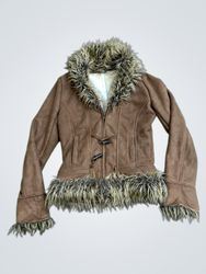 Brown Faux Fur Trimmed Jacket