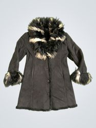 MARBET Black Faux Fur Trimmed Coat
