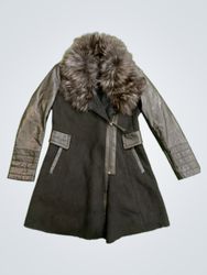 ARDENTMIZ Women's Black Wool Blend Coat with Faux ..