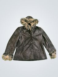 ELEGANCE collection women's faux fur trim hooded j..