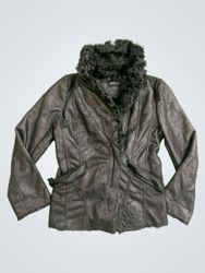 Arnaldo Bassini Women's Faux Leather Fur Trimmed J..