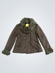 Brown Faux Fur Trimmed Jacket