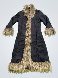 ELISA IMMA GINE Black Faux Fur Trimmed Coat