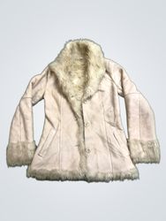 Beige Faux Fur Trimmed Jacket