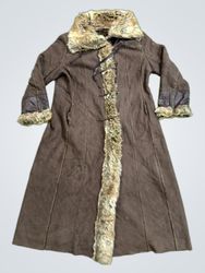 Brown Fur Trimmed Long Coat