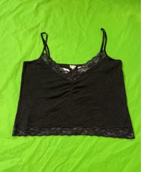 Etam Black Lace Trim Cami Top