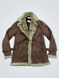 Fionella Women's Brown Faux Fur Lined Suede Jacket