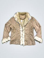 YAZZ Brown Suede Fur Trimmed Jacket