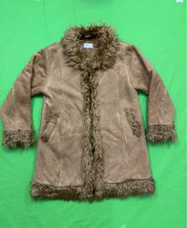 RCC Collection Women's Faux Fur Trimmed Suede Coat