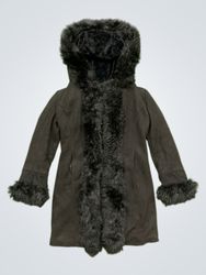 ONLY FASHION Black Hooded Faux Fur Trimmed Coat