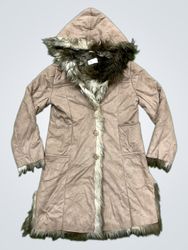 Brown Faux Fur Lined Hooded Coat