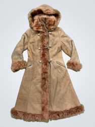 Brown Faux Fur Trimmed Hooded Coat