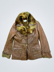 Brown Faux Fur Trimmed Jacket