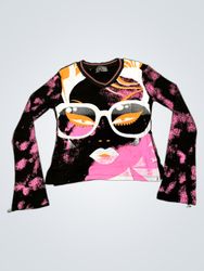 Copeline Black Graphic Print Long Sleeve Top