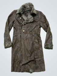 CAROLL Faux Leather Fur Lined Coat