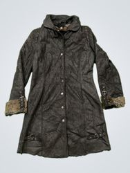 Women's Faux Leather Fur Trimmed Coat