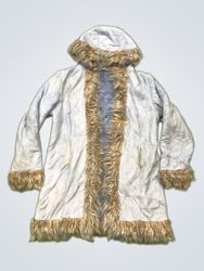 Bleu Bonheur Light Blue Faux Fur Trimmed Hooded Co..