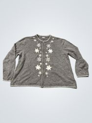 Croft & Barrow Grey Snowflake Zip-Up Cardigan