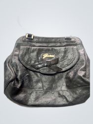 Guess Black Leather Structured Handbag