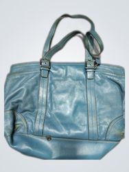 Coach Teal Leather Tote Handbag