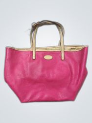 Pink Leather Tote Bag