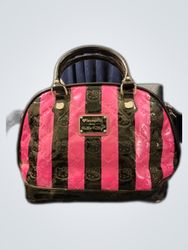 Pink and Black Striped Handbag