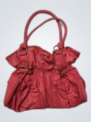 Red Faux Leather Tote Bag