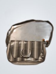 Unbranded Gray Striped Vinyl Small Handbag