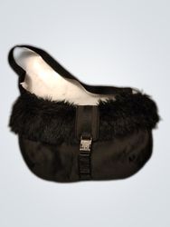 Black Fur-Trimmed Shoulder Bag