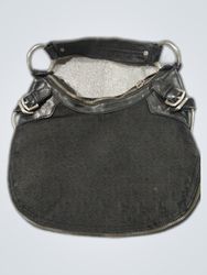 Black Leather Trim Shoulder Bag