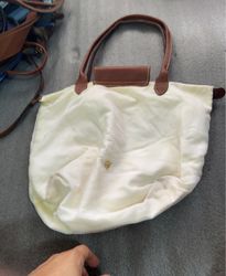 Longchamp White Nylon Tote Bag