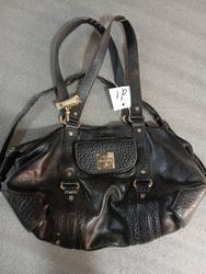 DKNY Black Leather Satchel Handbag