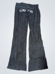 Bebe Black Rhinestone Logo Flare Pants