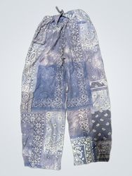 Blue Paisley Patchwork Pants