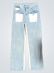 Light Wash Jeans with White Trim and Textured Pock..